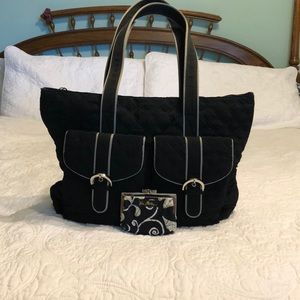 Black Microfiber Vera Bradley Satchel Bag